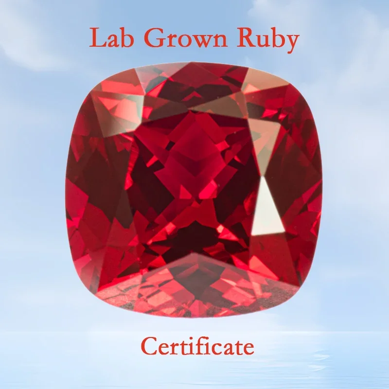 

Lab Grown Ruby Square Cushion Shape Pigeon Blood Red Color VVS1 Charms Beads for Diy Jewelry Making Selectable AGL Certificate