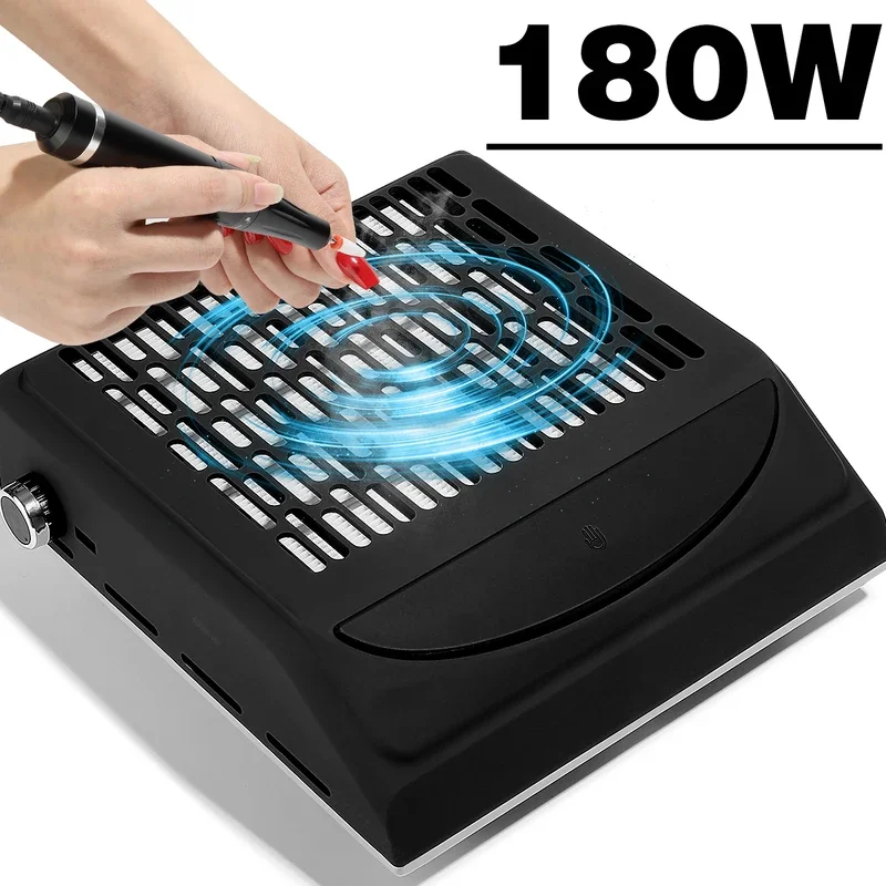 Powerful 180W Nail Dust Vacuum Cleaner Professional Nail Dust Collector With Reusable Filter Reduce 98% Dust Nail Art Salon Tool