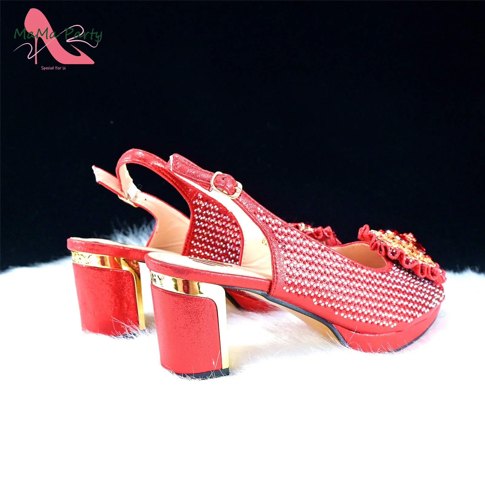 Novelty New Arrivals Young Girl Styl African Women Shoes and Bag Set in Red Color High Quality INS Hot Sale Classics Sandals