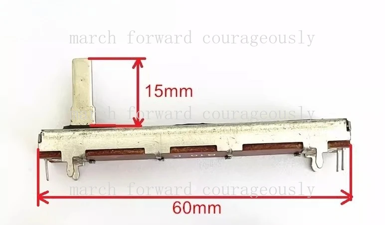 

10 шт. 60-мм ползунковых потенциометров B10K с сопротивлением, одинарные B10K, для звуковых карт, микшерных пультов, диммерных консолей, фейдеры с железной ручкой 15 мм