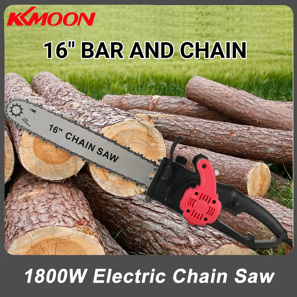 1800W Electric Chain Saw Powerful Corded Chainsaw with 16 Inch Chain and Bar Light Weight Multi Angle Fast Cut Powerful Tools