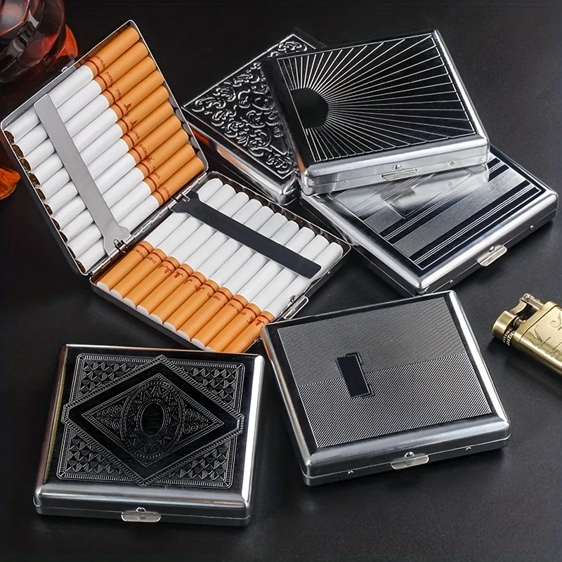 1Pc Cigarette Case - Vintage Cigarette Case Double sided Spring Clip Open Pocket Bracket Suitable for 20 Cigarettes