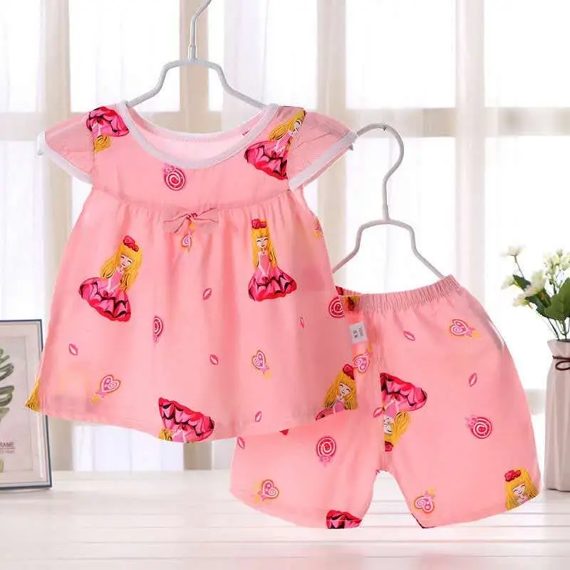 2PCS/Set Summer Baby Girl Clothes Lovely Princess Short Sleeve Tops + Shorts Cotton Girls Outfits for 0-2year Kids Clothes