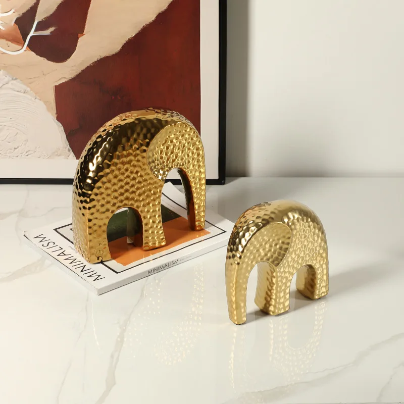 Modern light luxury abstract gold dot elephant ceramic small ornament living room wine cabinet