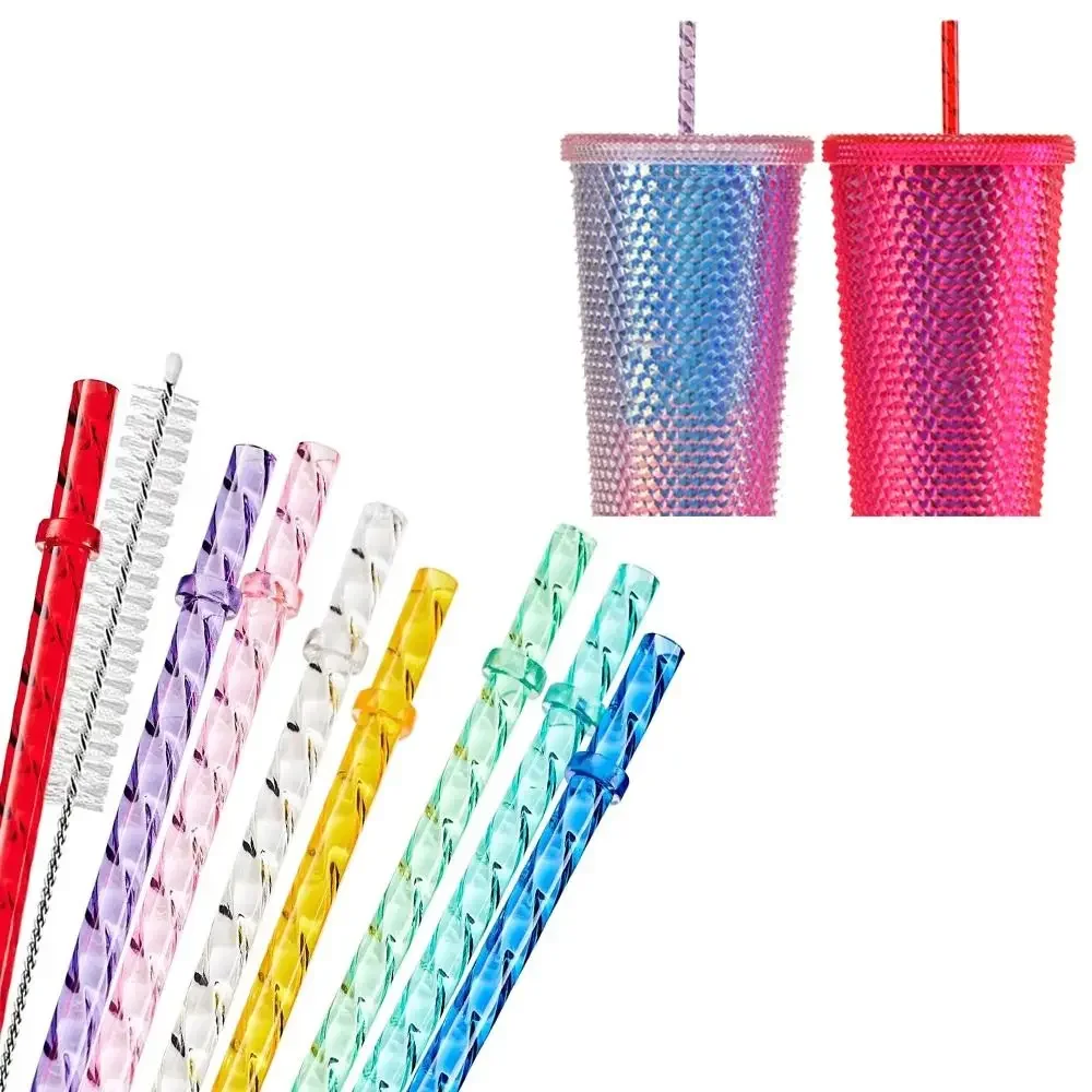 

10PCS Reusable Straws Multi-color Recycling Plastic Drinking Straws With Clasps Party Supplies Large Diameter Straw for Kids