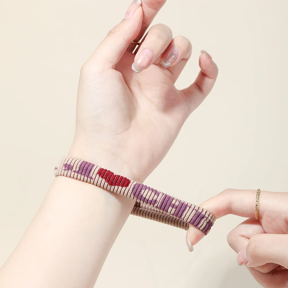 

Latest Jacquard Heart Pattern Hair Bands Terry Loop Elastic Scrunchy Minimalist Thick Ponytail Holder Viral Hair Jewelry