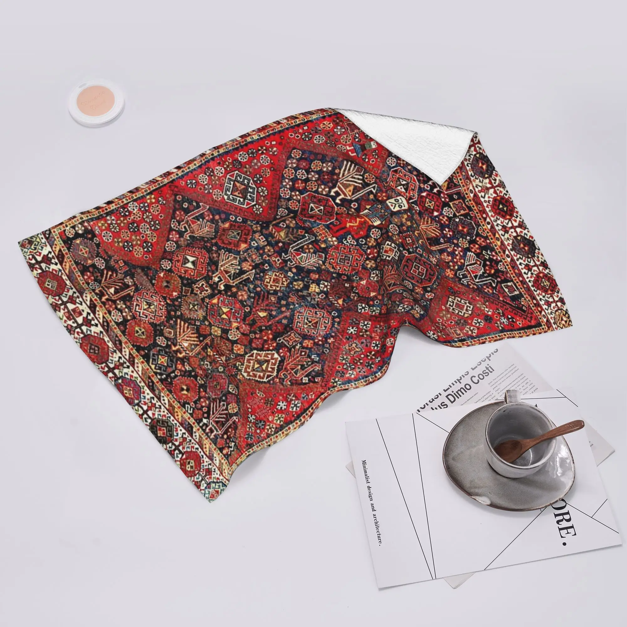 Custom Qashqa’I Fars Southwest Persian Nomad Rug Print Soft Face Towel Quick Dry Pool Bath Cotton Towels Breathable
