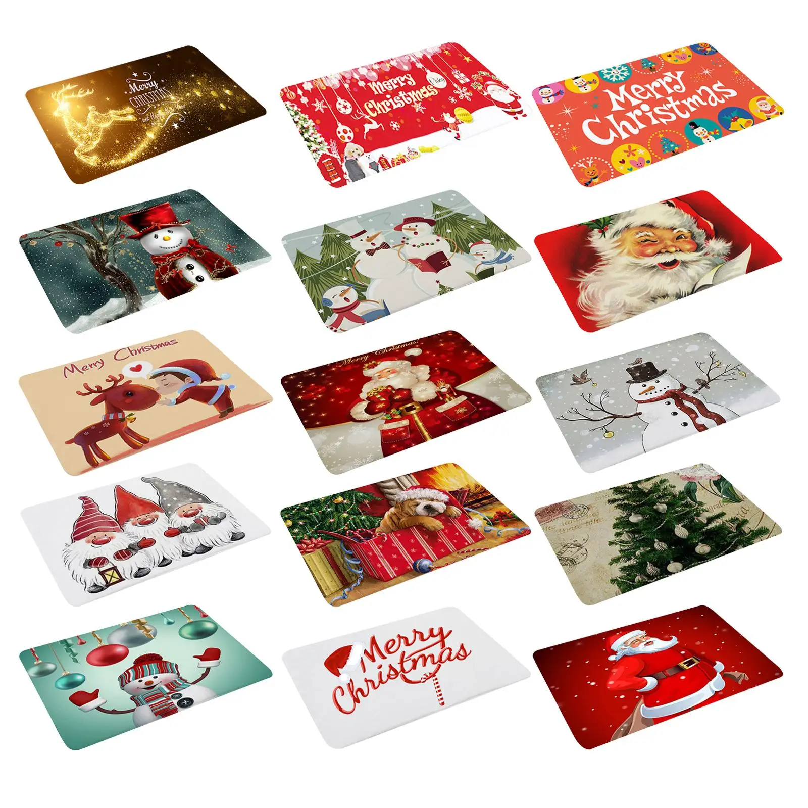 Rug Festive Santa Claus Elk Non Slip Absorbent Reusable for Christmas Day Bedroom Living Room Bath Front Floor Kitchen Hallway