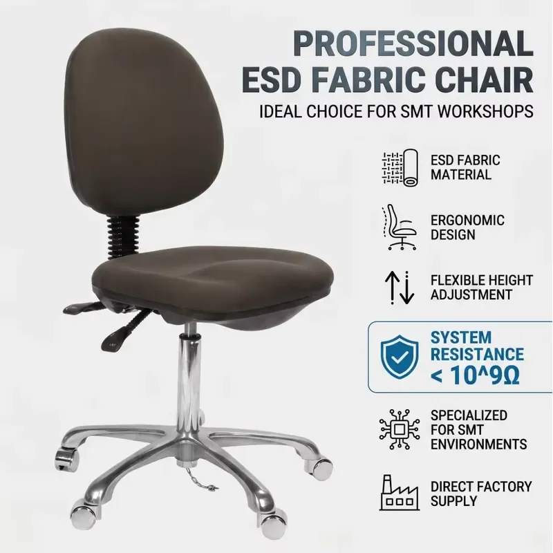 for Modern Grey ESD Conductive Fabric Chair Adjustable Height Antistatic for Hospital School Workshop Laboratory Warehouse