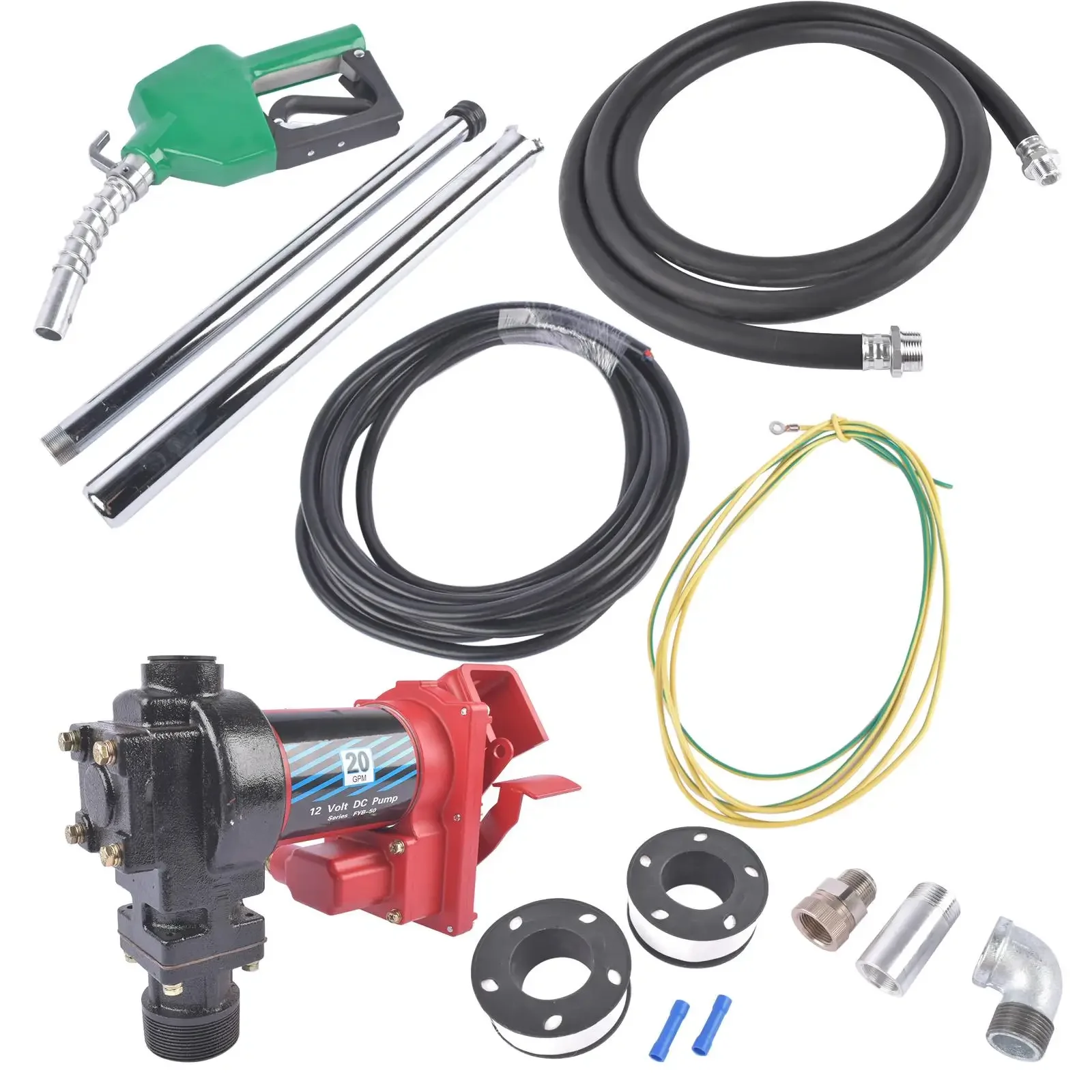 

AP03 12 Volt Fuel Transfer Pump w/Automatic Nozzle 20 GPM High Flow DC Fuel Pump for Gasoline Diesel Kerosene