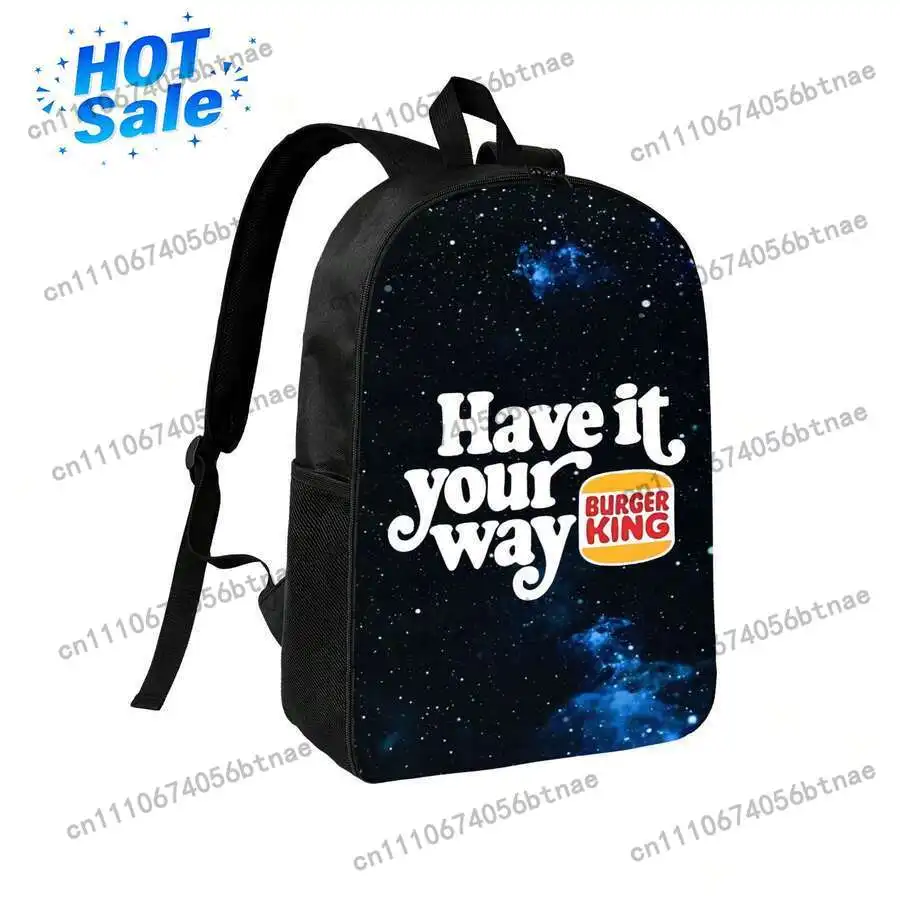 Burger King Have It Your Way Men Starry Sky Edition Sac à dos unisexe imperméable de grande capacité pour ordinateur de 15 pouces pour les voyages scolaires