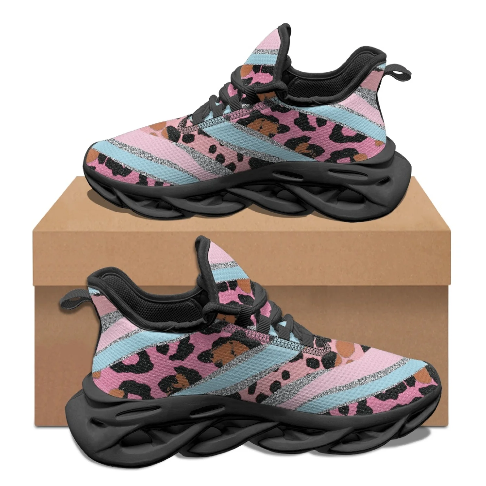 PENSTROLL Leopard Wavy Print Men's Running Shoes Men's Fashion Sneakers for Mens Lightweight Men's Trail Running Shoes