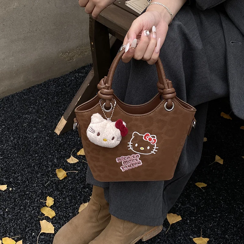 

Модная универсальная сумка Sanrio с рисунком Hello Kitty для женщин, креативная многофункциональная сумка-тоут для хранения вещей