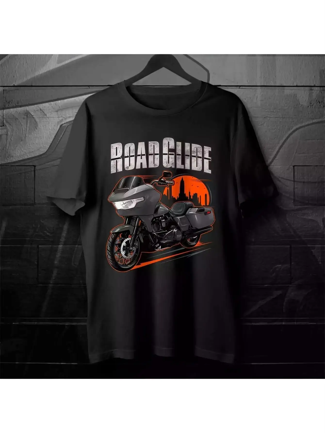 

Мужская футболка с рисунком Road Glide Bold Design — повседневная черная хлопковая футболка с мотоциклетным принтом, короткими рукавами, круглым вырезом, идеальный Gi