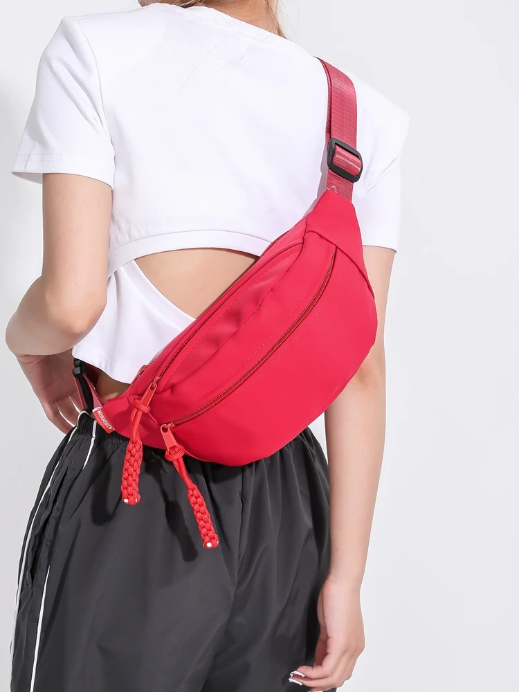 Simple Waistpack 2023 New Women's Solid Color Minimalist Nylon Fabric Shoulder Bag Casual Versatile Portable Zipper Chest Bag