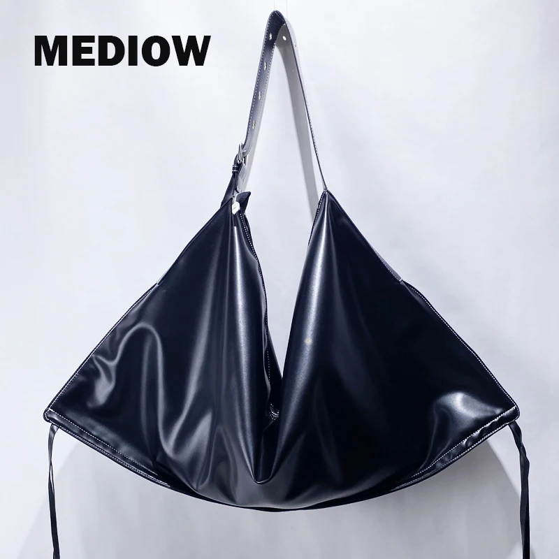 

MEDIOW Oversize Slim Tote Bags For Women Luxury Designer Handbags Purses 2024 New In PU Large Capacity Tassel Underarm Shoulder