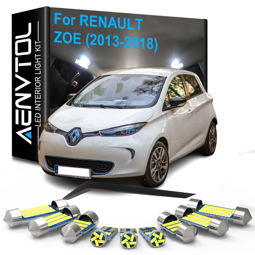 For Renault ZOE 2013-2018 Auto Dome Map Reading Trunk Luggage compartment License plate Lamp,9pcs Car LED Interior Lights Canbus
