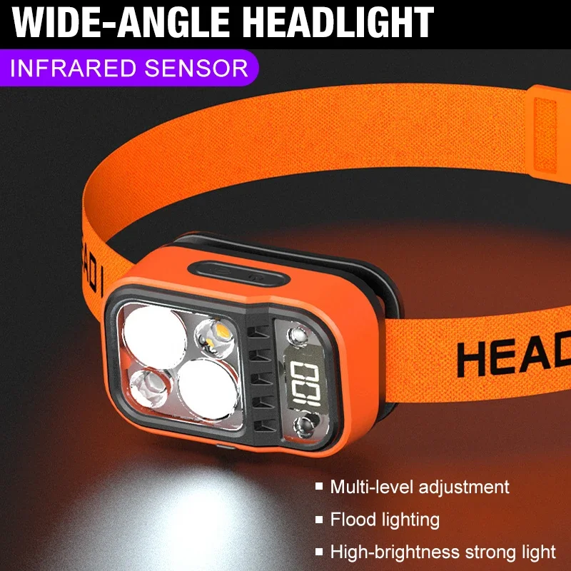 

Lightweight Induction LED Headlamp USB Rechargeable Headlight Working light Runing lights for Riding Camping Hiking Headlamp