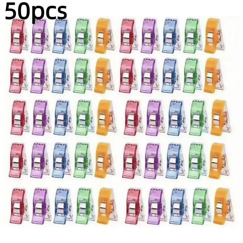 50Pcs Multipurpose Sewing Clips Set Plastic Craft Crocheting Knitting Safety Clothing Binding Clips For Paper Assorted Pack