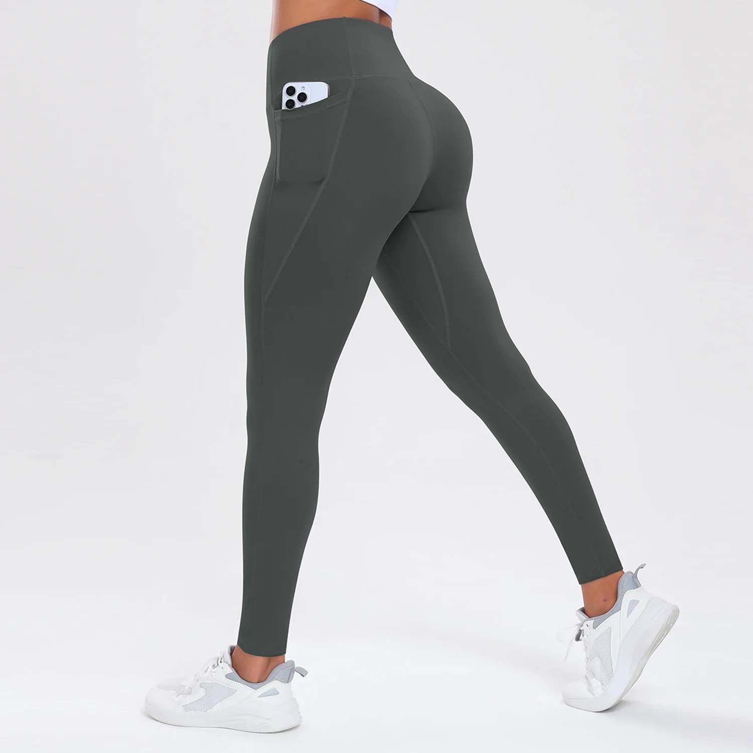 Damen-Yogahose mit Taschen, Po-Lifting, Bauchkontrolle, Sport-Leggings, hohe Taille, Fitness-Strumpfhose, Sportbekleidung, Sportswear