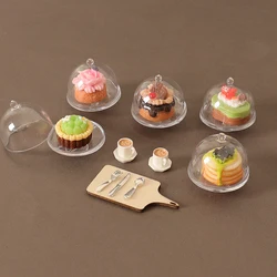 1/12 Dollhouse Simulation Coffee Cake Dessert Set Mini Kitchen Tray Tableware Accessories For Dolls House Decoration Kids Toys