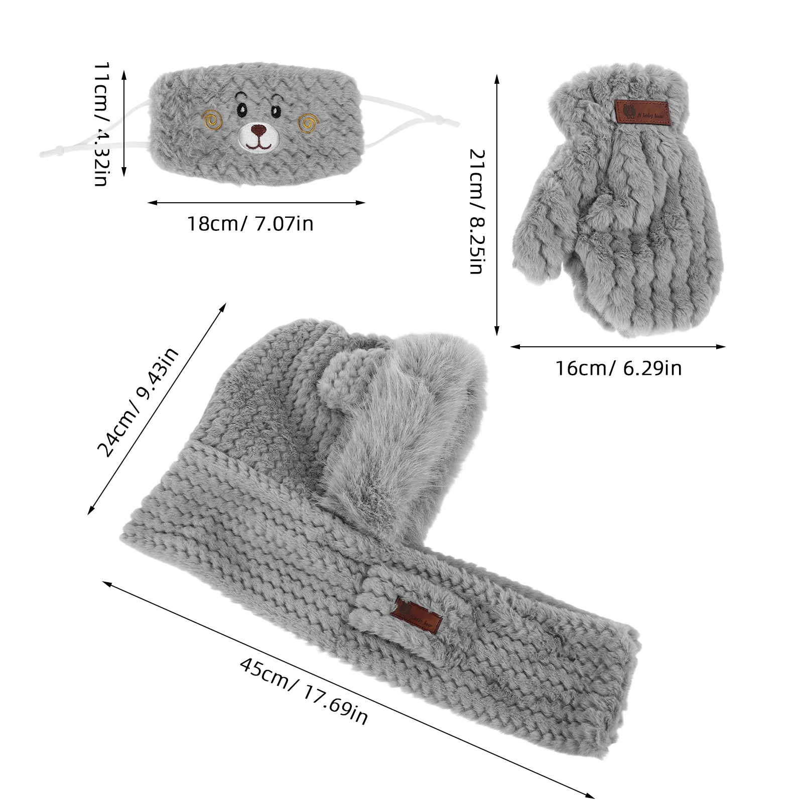 1 مجموعة الشتاء الدب الأذن وشاح قبعة قناع قفازات مجموعة للنساء الدافئة يندبروف في الهواء الطلق الدراجات الحرارية قبعة وشاح مزيج دافئ