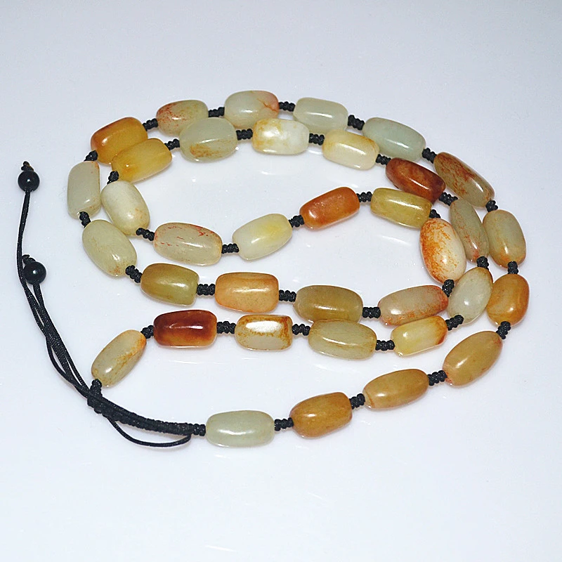 

Hotan stone with skin, necklace, seed jade sweater chain, pendant cord men and women