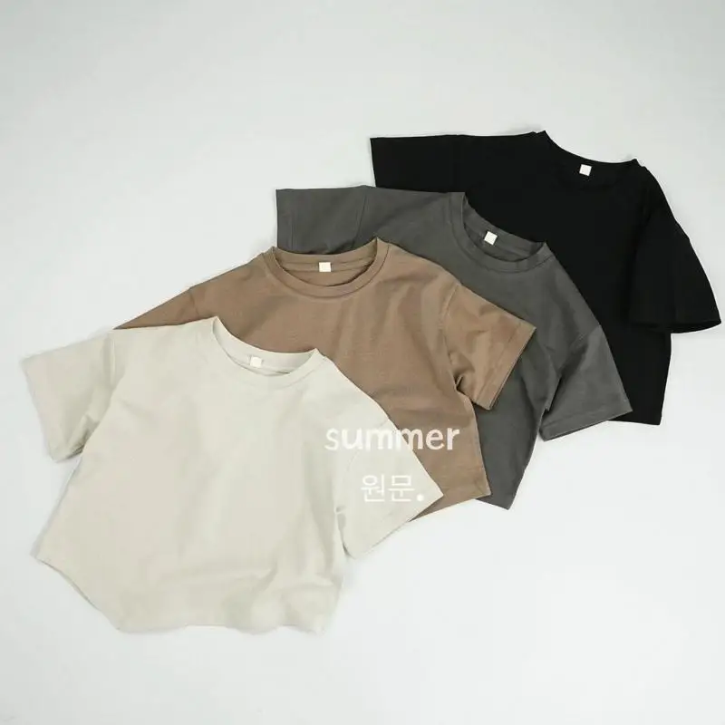 

2025 Summer New Children Short Sleeve T Shirts Fashion Girls Cotton O-neck Tee Solid Baby Boy T Shirt Kids Loose Casual Tops