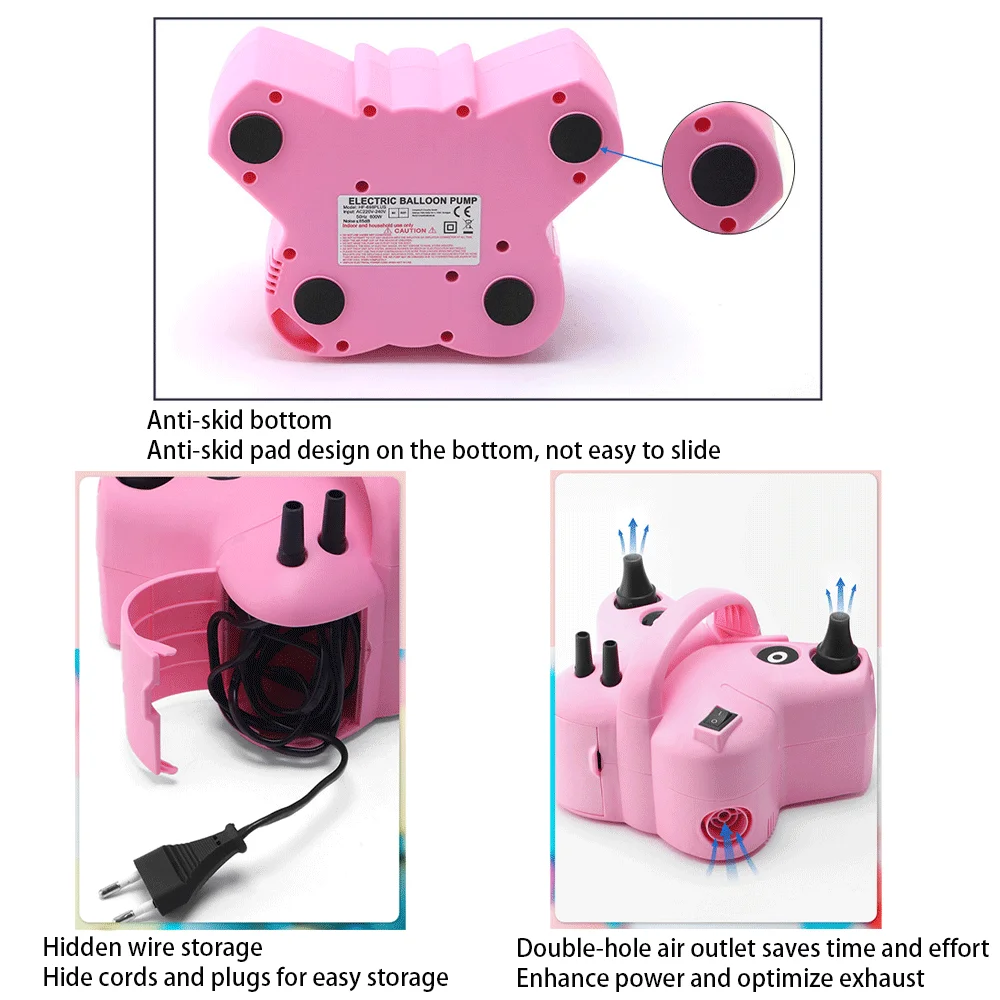 Portable Butterfly Balloon Pump European/American Plug Multifunctional High Voltage Double Hole AC Electric Air Balloon Inflator