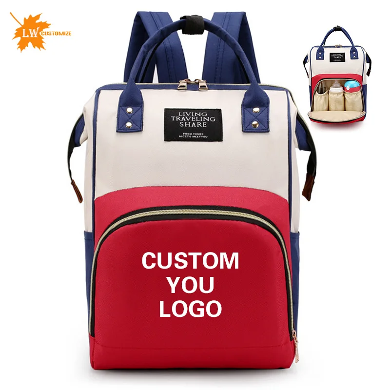 

Wholesale customized mommy bag logo large capacity waterproof backpack multifunctional pregnant backpack women's printed image