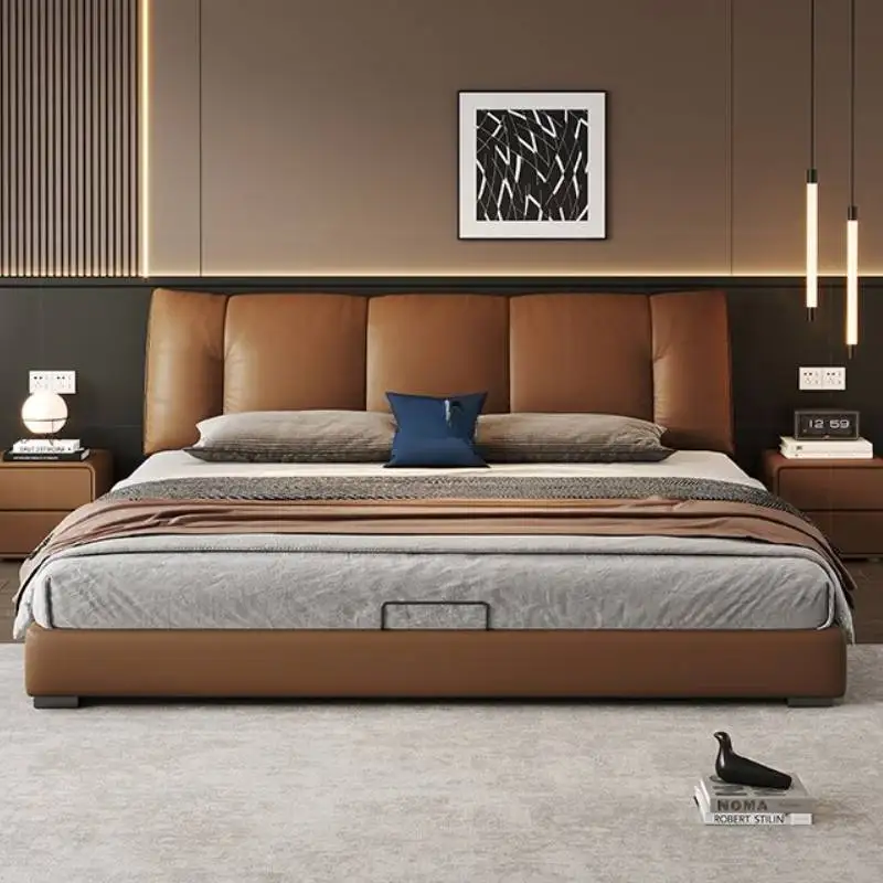 

Brown Storage Bed Frames Queen Size Nordic Modern Headboards Bed Frames Bedroom Double Luxury Letto Matrimoniale Home Furniture