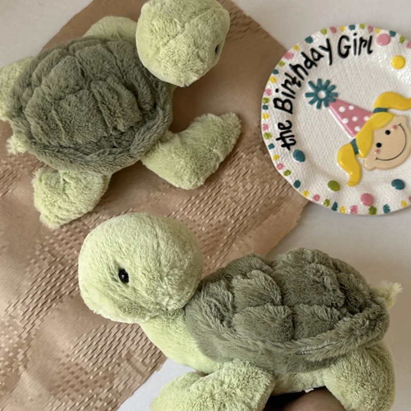 New Green Realistic Tortoise Plush Toy Cartoon Sea Turtle Marine Animal Soft Stuffed Doll Car Decor Kid Gift