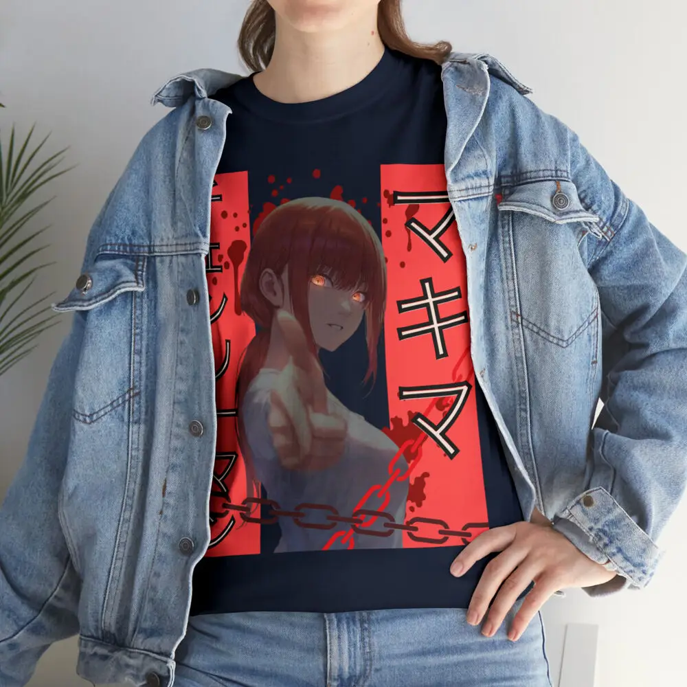 Waifu Makima T Shirt Chainsaw Man Anime Manga Cosplay Japanese Tee Denji Power