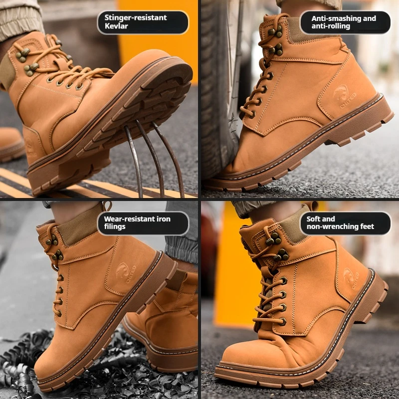 Steel Toe Cap Comfortable Working Boots Anti-Puncture Work Shoe For ManIndestructible Work Shoes Outdoor Work Shoes Safety Boots