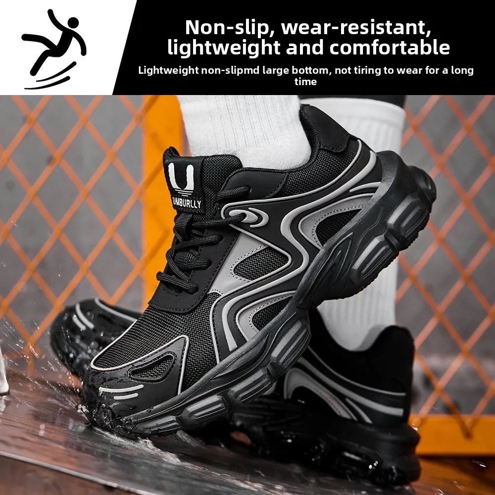 남성용 안전 신발 밑창 작업 신발 남성용 경량 통기성 강철 발가락 운동화 보호 안티 스매싱 내마모성 35-42