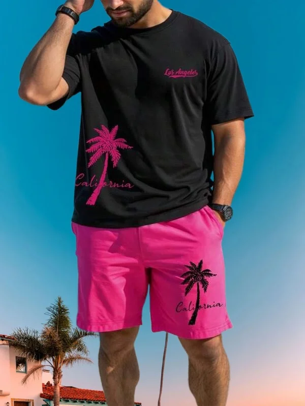 

2025 Latest Hot T-shirt Set 3D Vacation Style Trendy Various Elements Fashionable Street Men's Set Summer Top Shorts Breathable