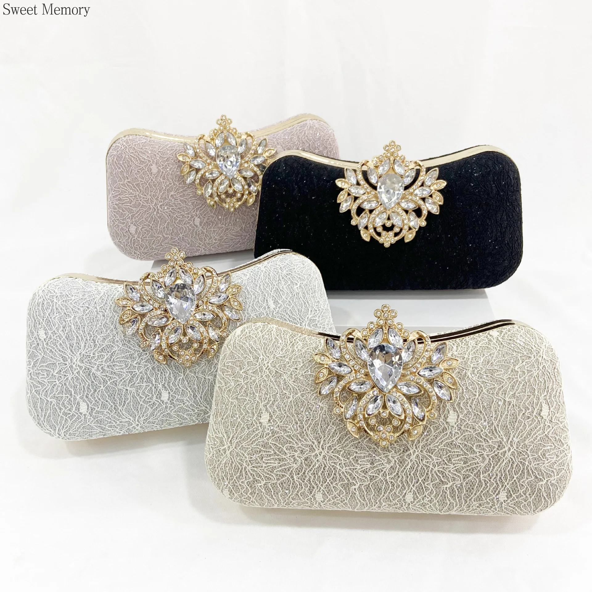 

M343 Dolly Bag Vintage Evening Bags Girls Princess Handbag Gold Pink Black Silver Bags Diamond Inlaid Evening Party Club Bag