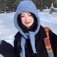 Hat girl autumn and winter warm neck bag head knitted wool hat shawl with tide outside