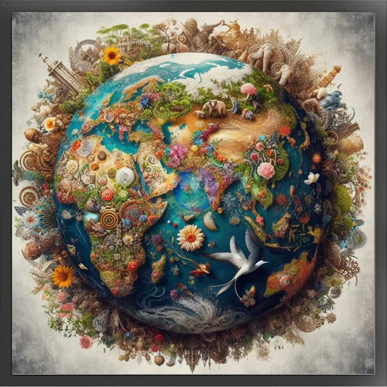 

Набор для вышивания крестиком с полной вышивкой хлопковыми нитками 14CT, с принтом «Земля», 50x50 см