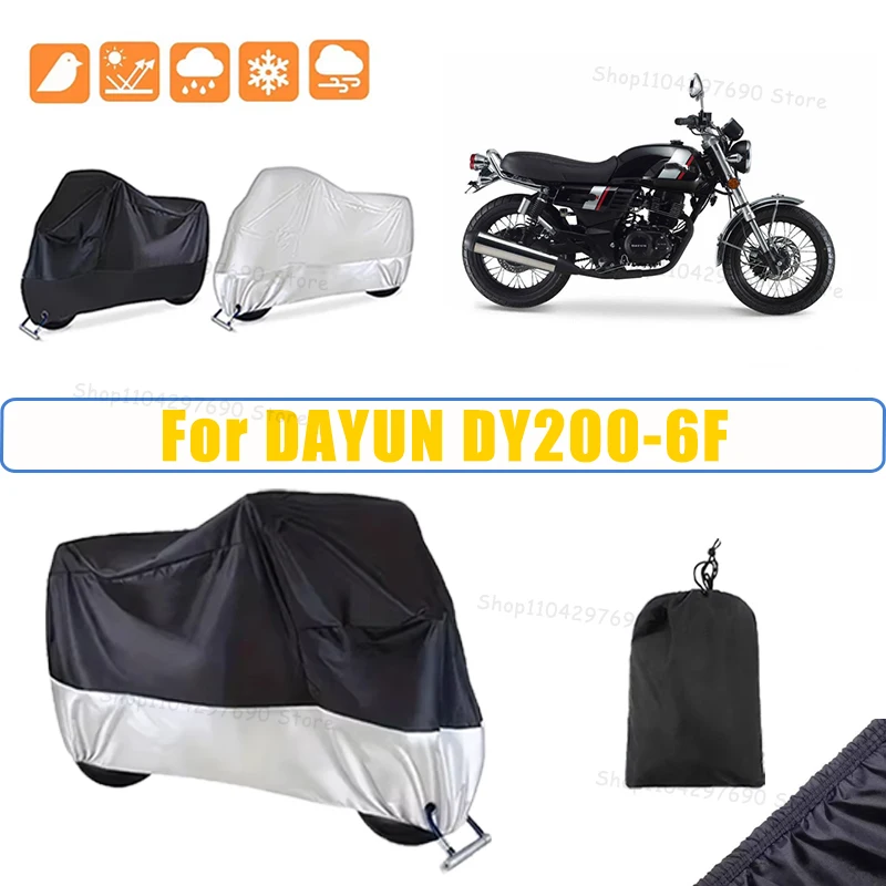 210D Oxford Motorcycle Cover Waterproof All Season UV Protection For DAYUN DY200-6F Anti-Tear Windproof Motorbike Cover