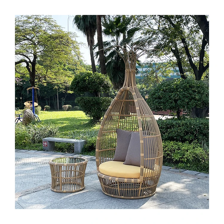 Innovative Design Garden Furniture Willow Sunbed Outdoor Unique Vine Bird's Nest Bedding