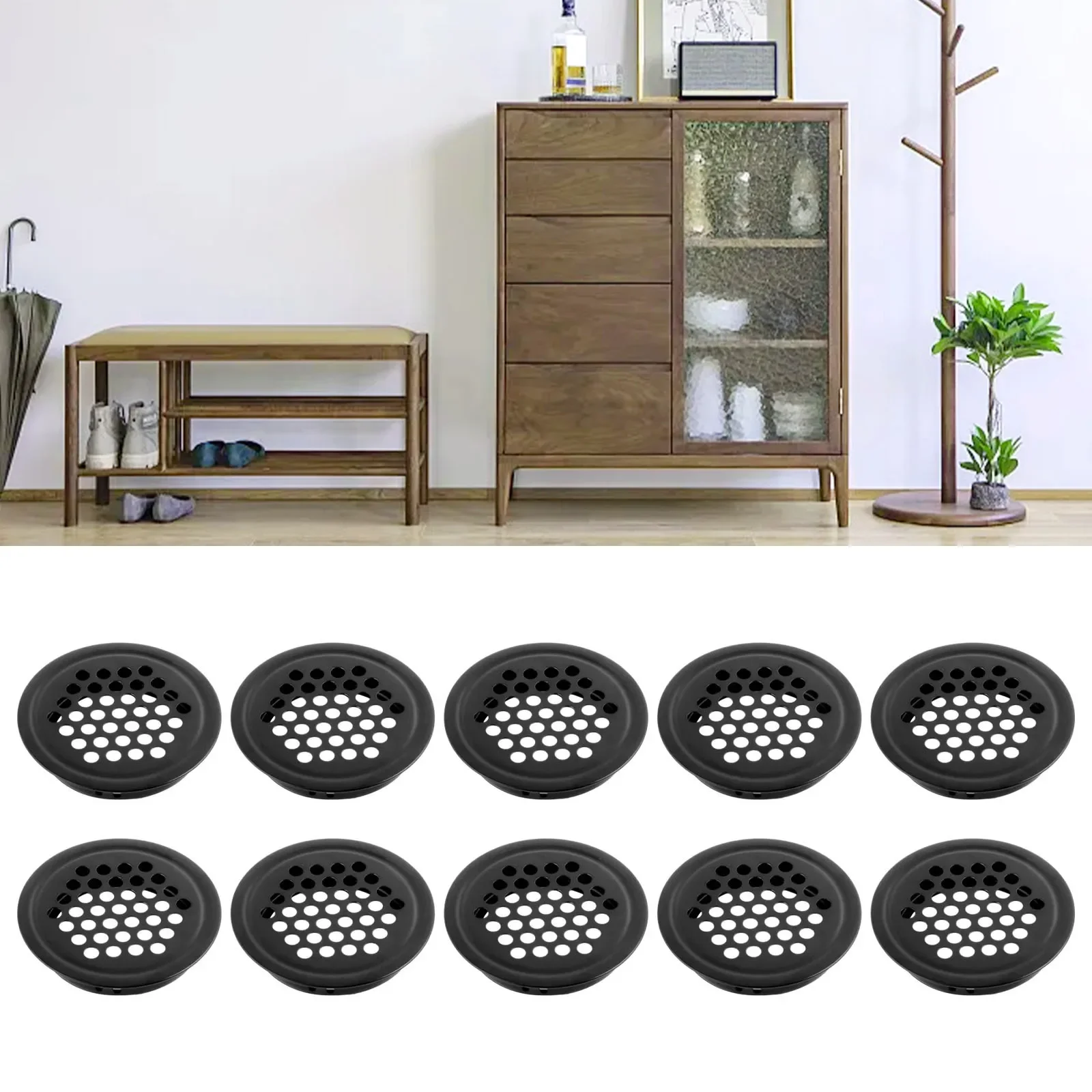 10pcs 35mm Round Air Ventilation Grill Ducting Ceiling Wall Hole Air Vent Louver Holes Soffit Mesh Vents For Kitchen Bathroom