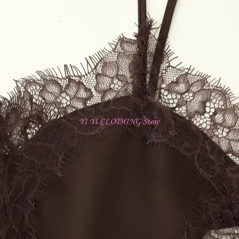 

N5KF Fashion Women's Vest with V Neck Lace Detail Asymmetric Hem Soft Polyester Fabric for Work Vacation Outings Comfortable and