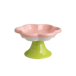 Mangkuk Kucing yang Ditinggikan Keramik Dengan Desain Bunga, Mangkuk Makanan Kucing yang Ditinggikan Piring Air Makanan Ringan Dengan Dudukan Untuk Pelindung Leher 10 penjualan terbaik mengangkat piring kucing - №