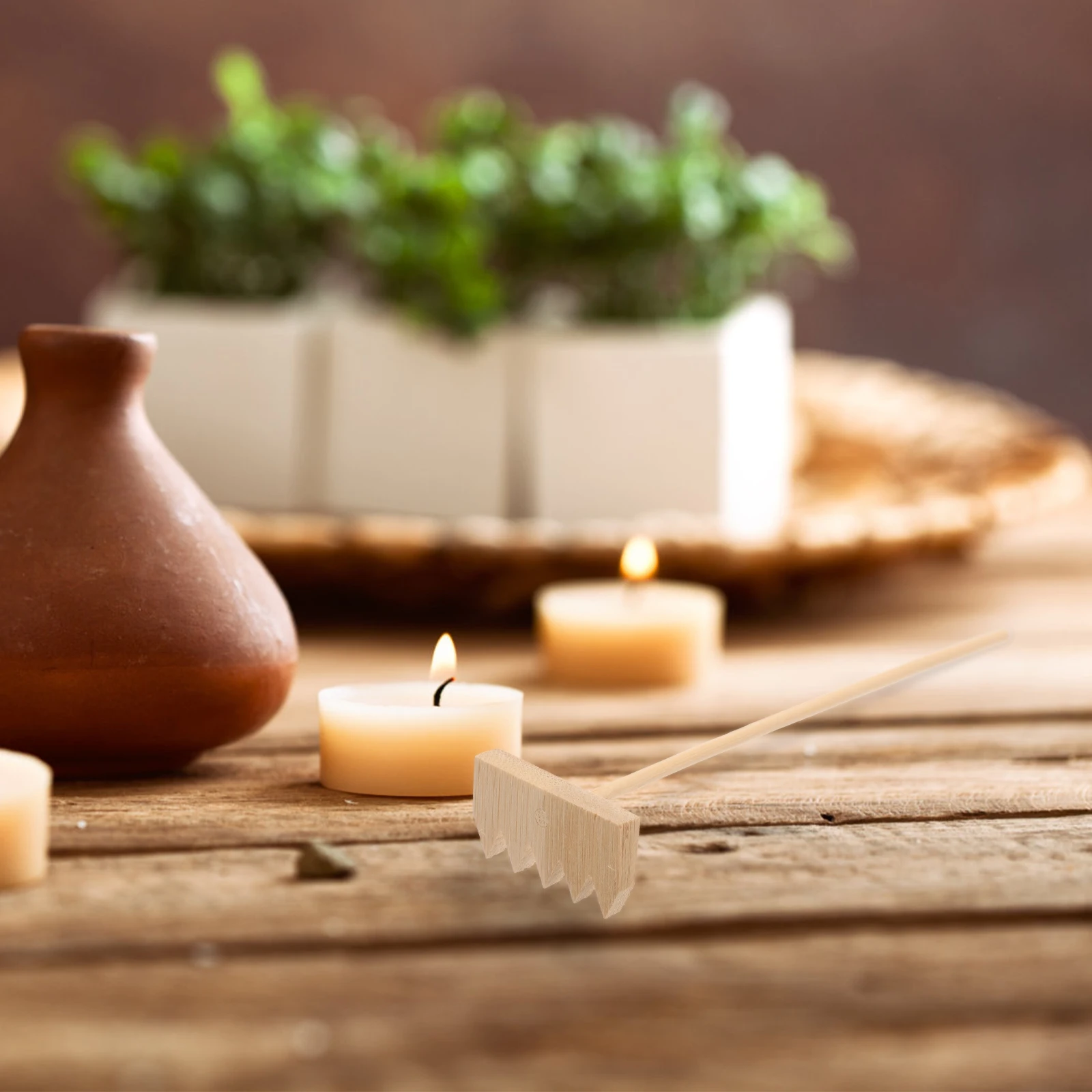 Juego de rastrillos de bambú, Mini herramientas de jardín Zen, decoraciones Feng Shui, tienda en casa, Hotel, Club de Yoga, accesorios de mesa, rastrillos de bandeja de arena, 3 uds.