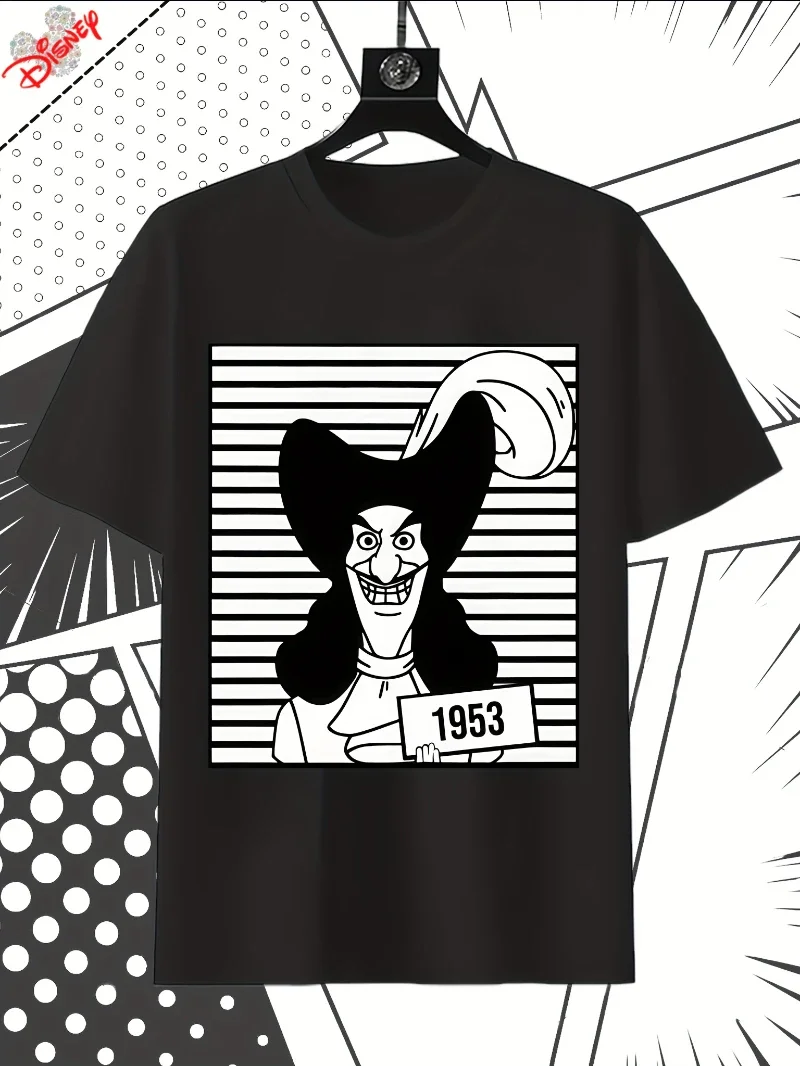 

Men's Retro Captain Hook 1953 Pattern T-shirt White and Black Retro Pirate Costume Design T-shirts Popular Fashion Tops Tees