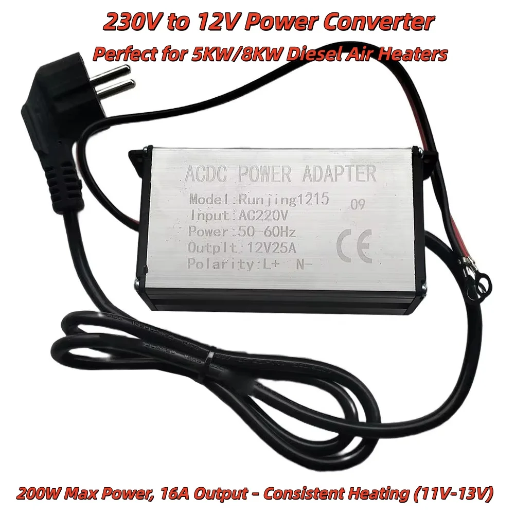 230V to 12V Adapter for Diesel Air Heater Power Converter Compatible with For 5KW 8KW Heaters Caravan RV Garage