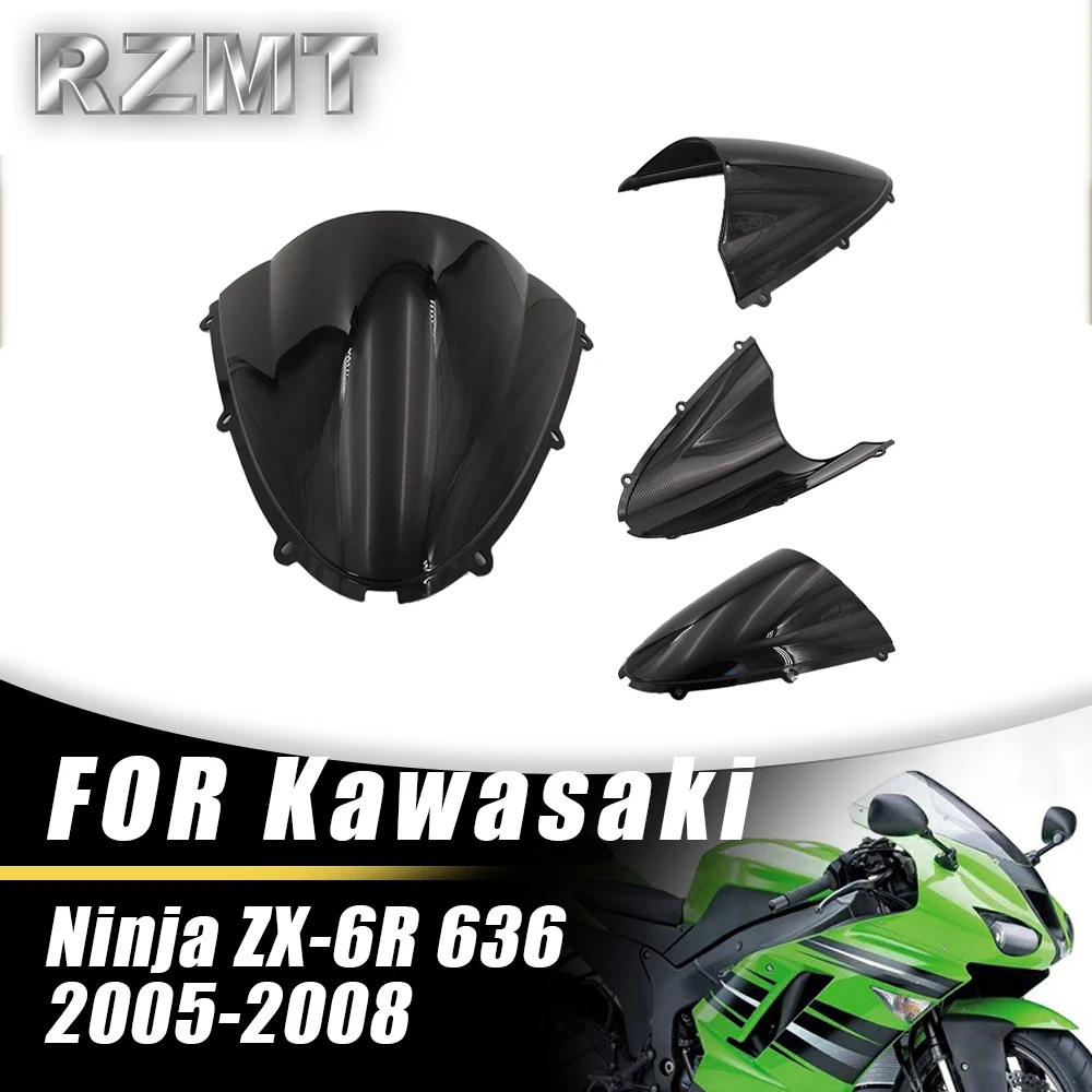 

Front Double Bubble Wind Deflector Windscreen For KAWASAKI NINJA ZX-6R 636 2005-2008 2006 2007 Motorcycle Accessories Windshield