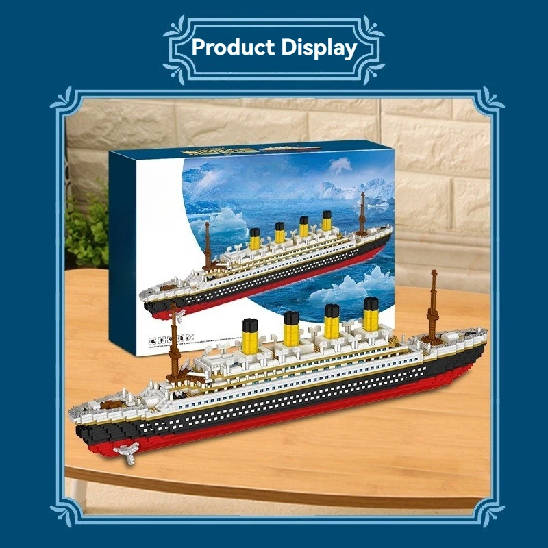 Colección creativa de barcos, microbloques de construcción DIY, juguetes Titanic, modelo MOC, modelo de ensamblaje, regalos de cumpleaños y Navidad