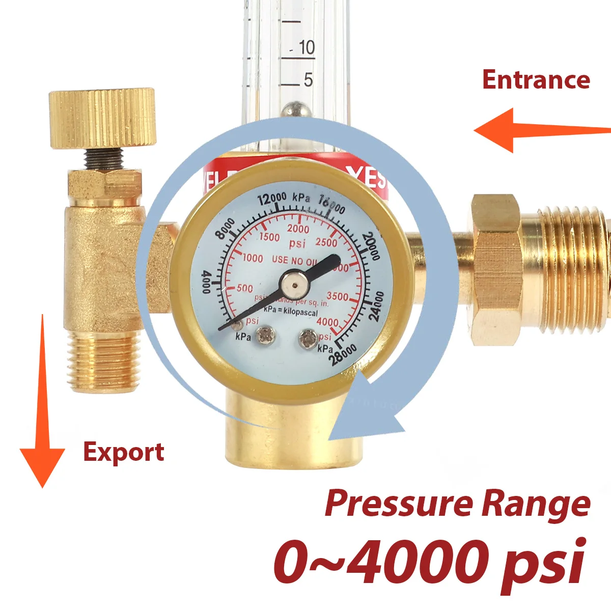 Nowy 0-4000 PSI HTP Argon CO2 Mig Tig Przepływomierz 10-60CFH Regulowany regulator argonu Przepływomierz miedziany do regulatorów gazu